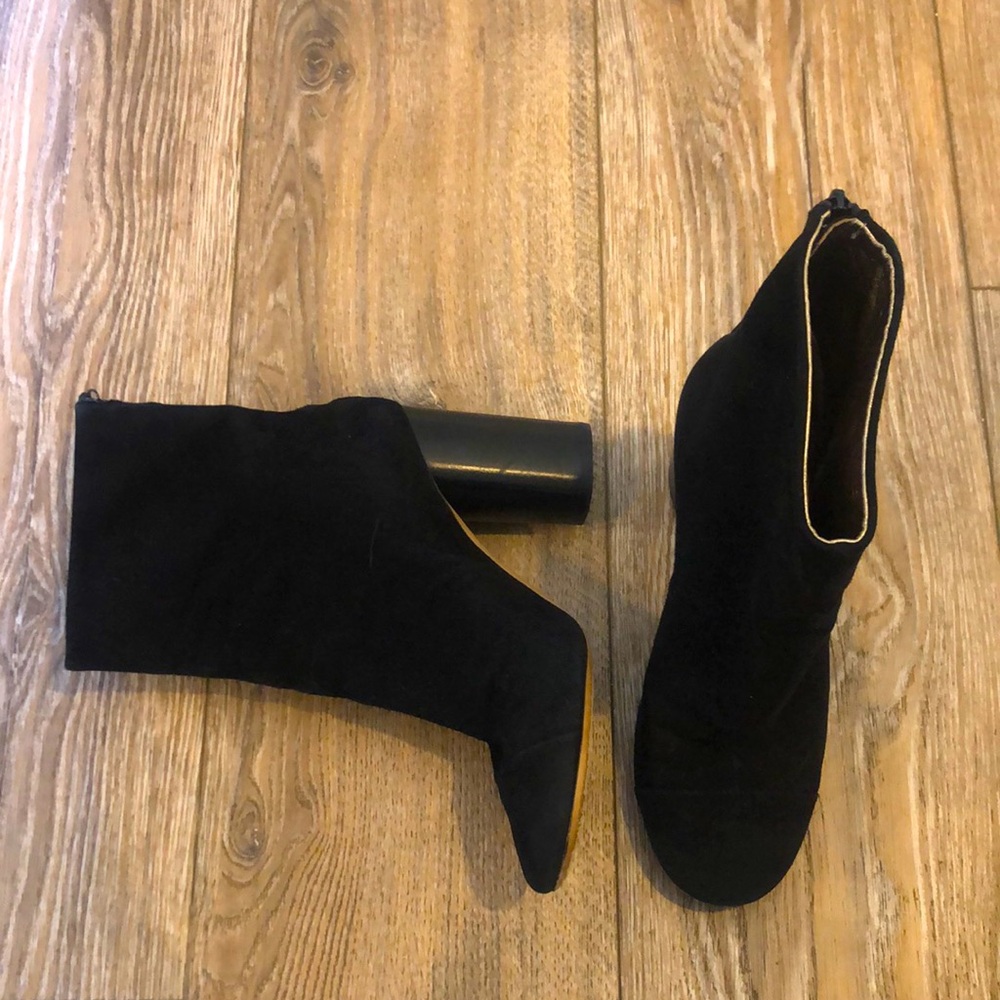 Women’s Isabel Marant Stacked Heel Bootie Black Suede Size 37 Made in Italy